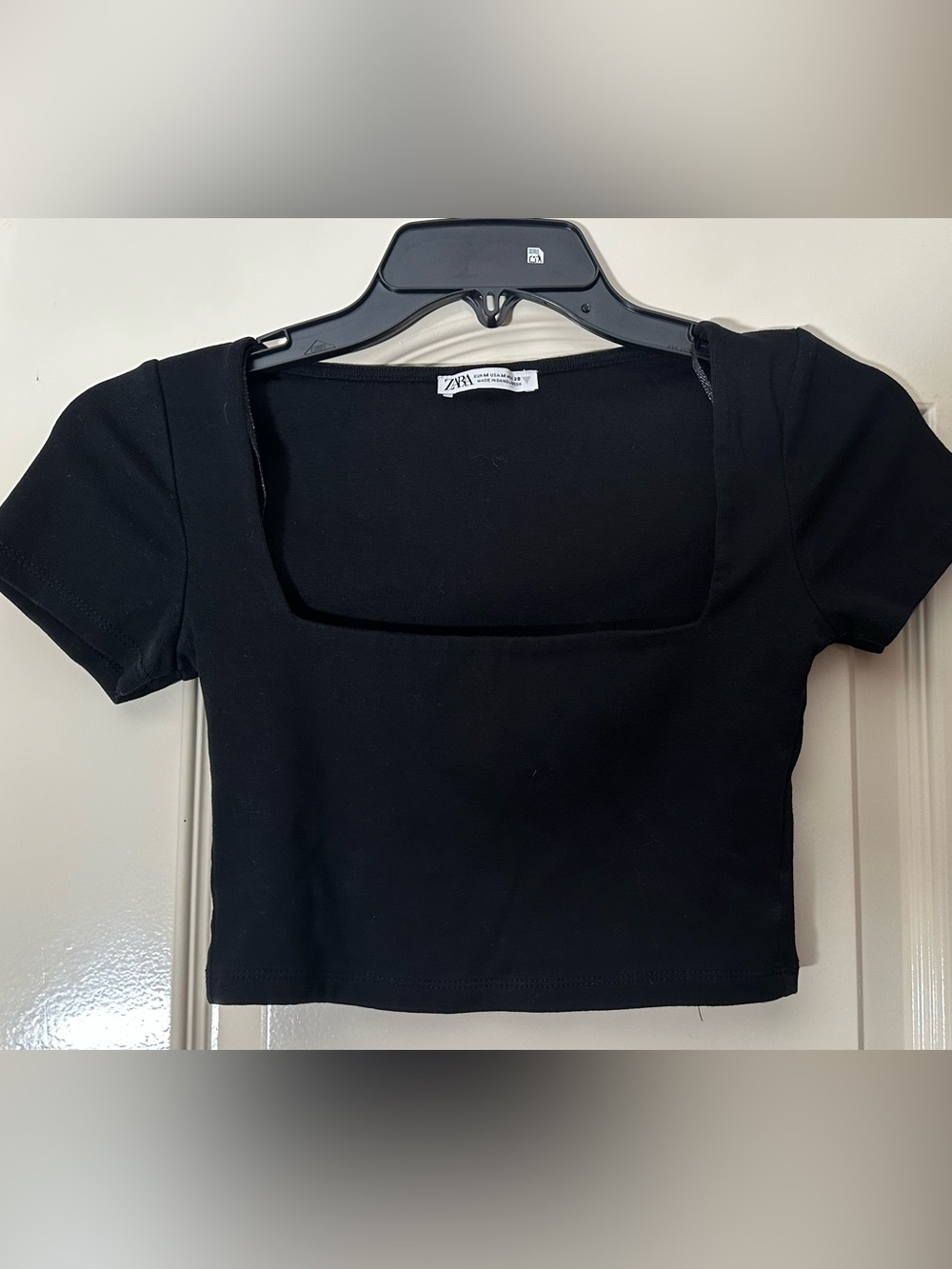 Zara Black Square-Neck Crop Top